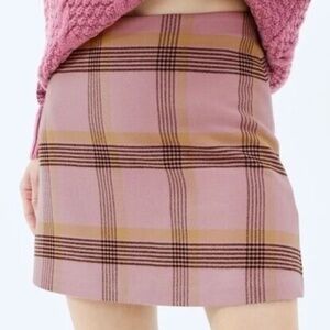 Aritzia Wilfred Mini Pencil skirt Plaid Academia Preppy Mauve Burgundy Tan 10